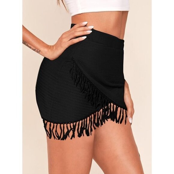 New LilyCoco Women's Fringe‎ Mini Skirt in Black - Size Small - Picture 9 of 10